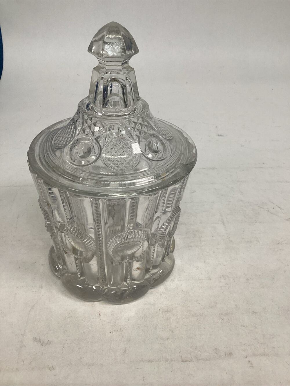 Vintage EAPG Pressed Glass Sugar Bowl With Lid Or Lidded Candy Dish